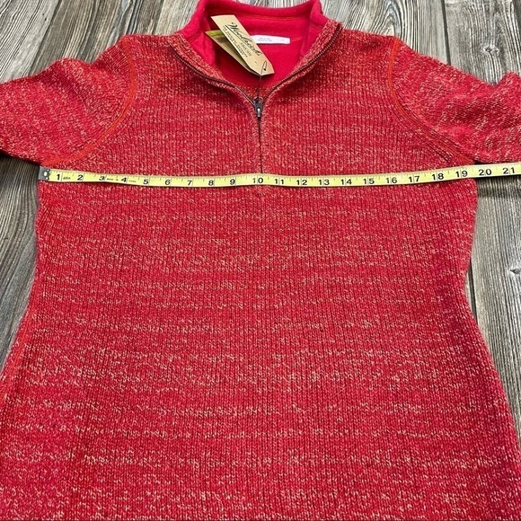 WOOLRICH large sweater Tanglewood quarter zip red new 3/4 pullover. - Picture 7 of 8